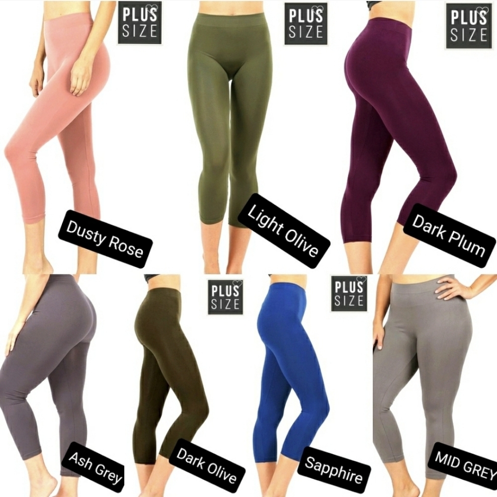 🔥2 for$25⭐Plus Size Seamless Capri Leggings 2X/3X